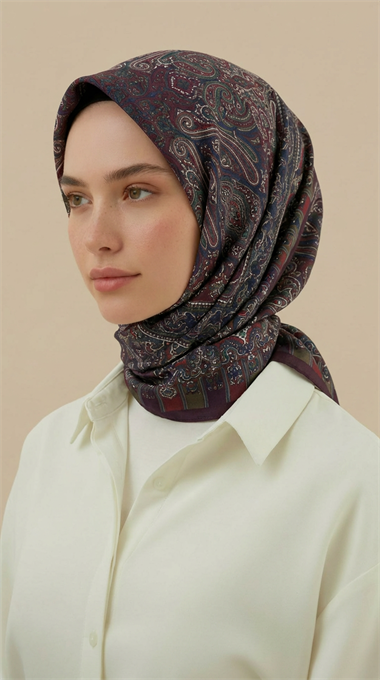 ETNİK DESEN 120 CM COTTON ŞAL EŞARP - MÜRDÜM  / KIRMIZI