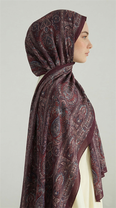 ETNİK DESEN COTTON ŞAL - BORDO