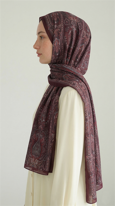 Karaca EşarpCOTTON ŞAL ETNİK DESEN COTTON ŞAL - BORDO