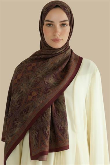 ETNİK DESEN COTTON ŞAL - BORDO