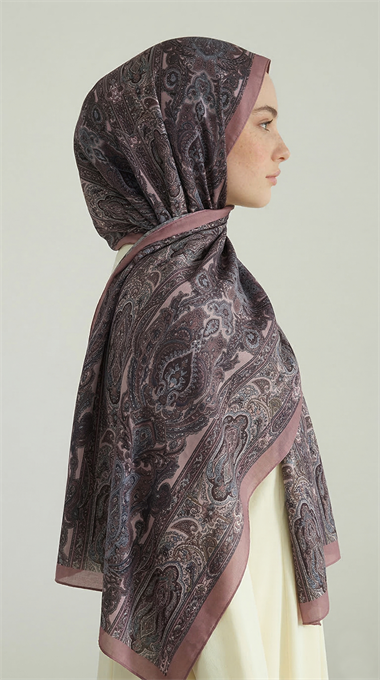 ETNİK DESEN COTTON ŞAL - GRİ / PUDRA