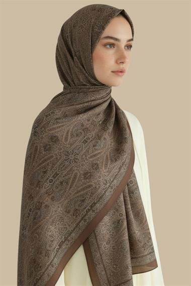 ETNİK DESEN COTTON ŞAL - KAHVERENGİ