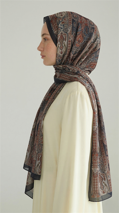 Karaca EşarpCOTTON ŞAL ETNİK DESEN COTTON ŞAL - KIRMIZI / LACİVERT 