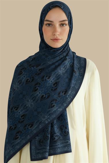 ETNİK DESEN COTTON ŞAL -LACİVERT 