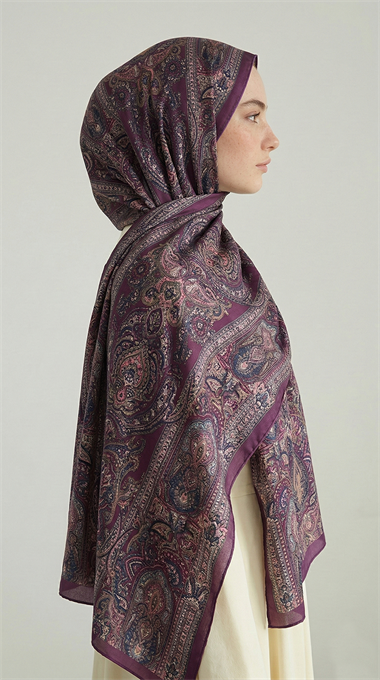 ETNİK DESEN COTTON ŞAL - MOR 