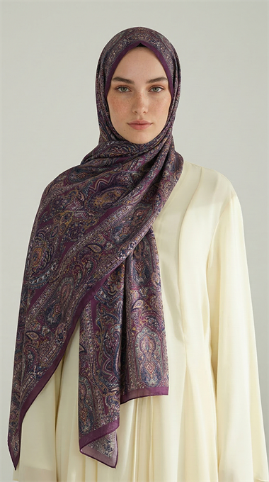ETNİK DESEN COTTON ŞAL - MOR 