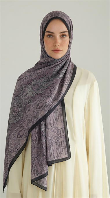 Karaca EşarpCOTTON ŞAL ETNİK DESEN COTTON ŞAL - SİYAH / LİLA