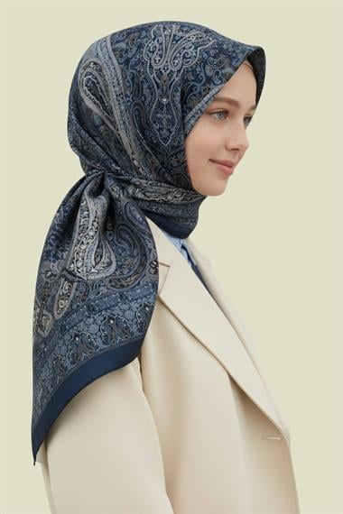 ETNİK DESEN  120 CM COTTON EŞARP - LACİVERT 