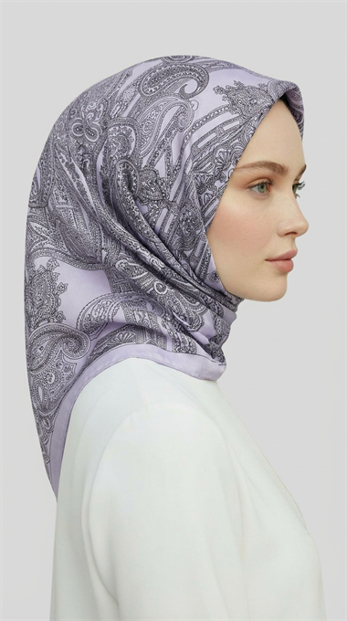 ETNİK DESEN TWİL POLYESTER EŞARP - GRİ