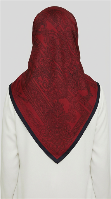 ETNİK DESEN TWİL POLYESTER EŞARP - KIRMIZI