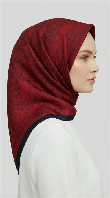 ETNİK DESEN TWİL POLYESTER EŞARP - KIRMIZI