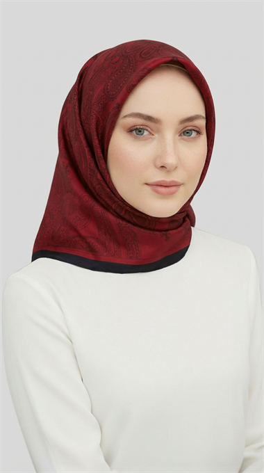 ETNİK DESEN TWİL POLYESTER EŞARP - KIRMIZI