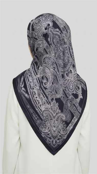 ETNİK DESEN TWİL POLYESTER EŞARP - SİYAH