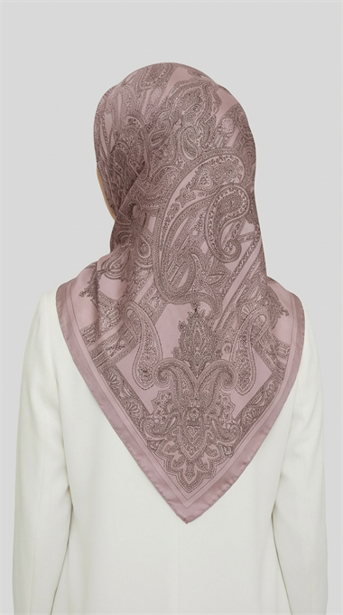 ETNİK DESEN TWİL POLYESTER EŞARP -  TOZ PEMBE