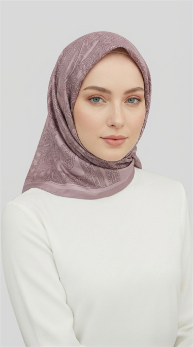 ETNİK DESEN TWİL POLYESTER EŞARP -  TOZ PEMBE