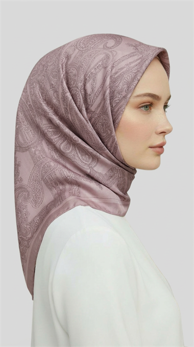 ETNİK DESEN TWİL POLYESTER EŞARP -  TOZ PEMBE