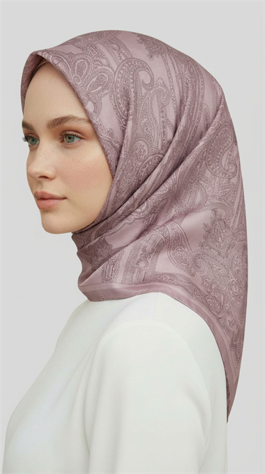ETNİK DESEN TWİL POLYESTER EŞARP -  TOZ PEMBE