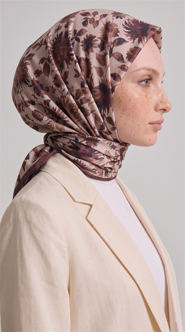 Karaca EşarpKOTON EŞARP FLORA COTTON EŞARP -  KAHVERENGİ 