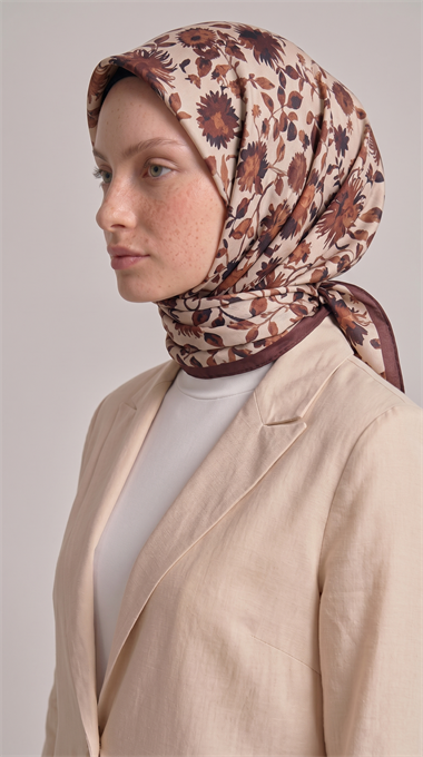 FLORA COTTON EŞARP -  KAHVERENGİ 