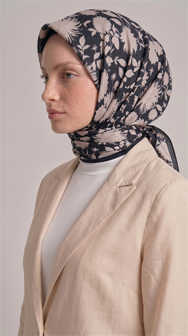 FLORA COTTON EŞARP -  SİYAH 