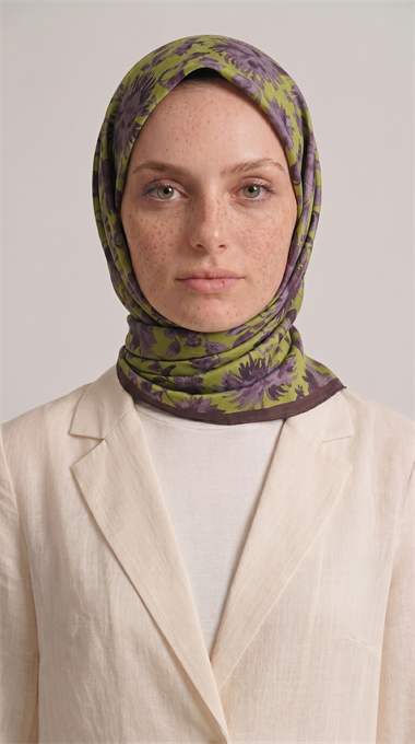 FLORA COTTON EŞARP - YEŞİL / KAHVERENGİ