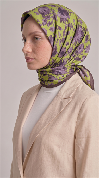 Karaca EşarpKOTON EŞARP FLORA COTTON EŞARP - YEŞİL / KAHVERENGİ