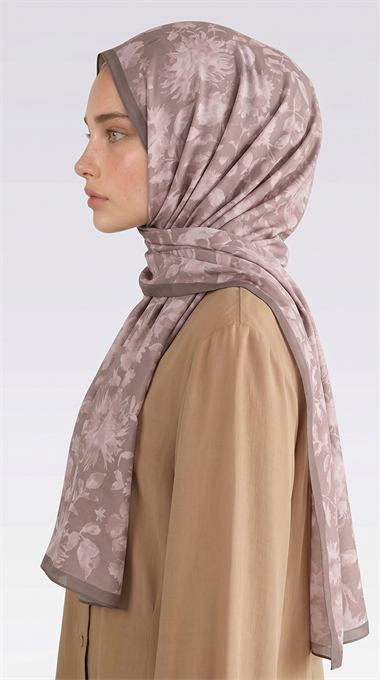 FLORA DESENLİ COTTON ŞAL - BEJ / KREM 