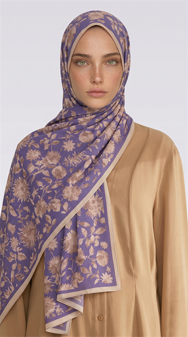 Karaca EşarpCOTTON ŞAL FLORA DESENLİ COTTON ŞAL - KREM / MOR