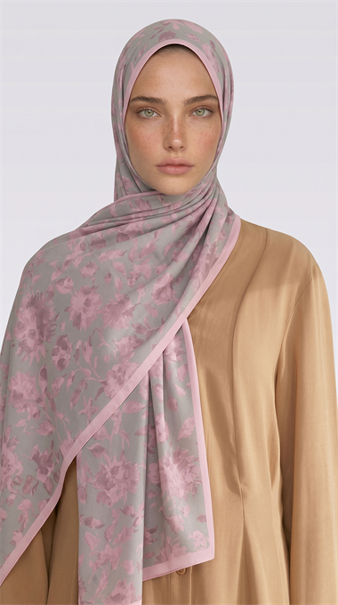 FLORA DESENLİ COTTON ŞAL - KREM / SU YEŞİLİ