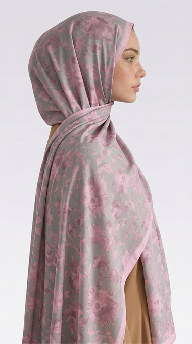 FLORA DESENLİ COTTON ŞAL - KREM / SU YEŞİLİ