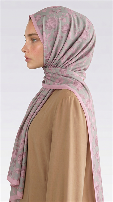FLORA DESENLİ COTTON ŞAL - KREM / SU YEŞİLİ