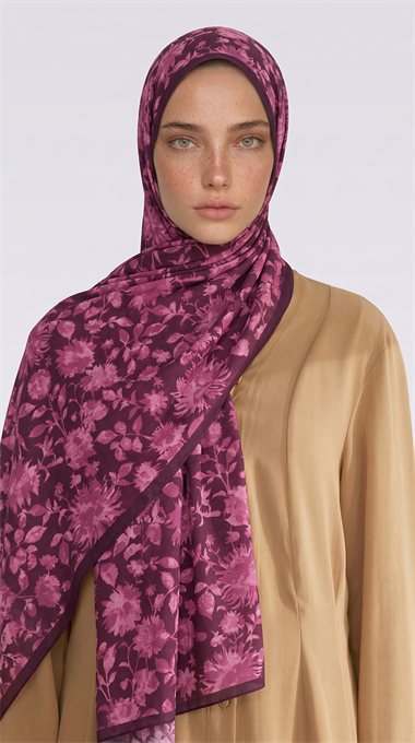 FLORA DESENLİ COTTON ŞAL -MOR / FUŞYA