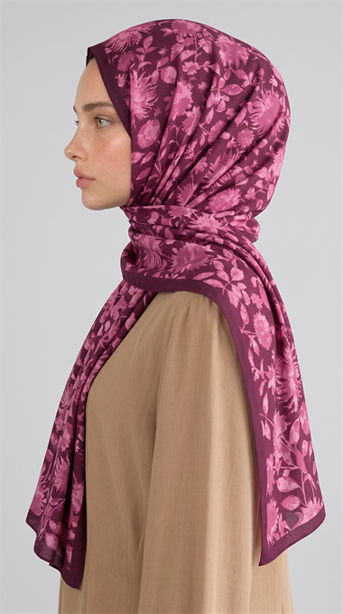 FLORA DESENLİ COTTON ŞAL -MOR / FUŞYA