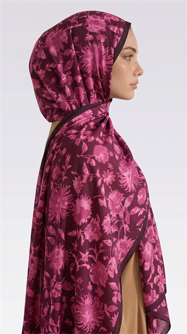 FLORA DESENLİ COTTON ŞAL -MOR / FUŞYA