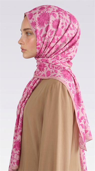 FLORA DESENLİ COTTON ŞAL - PEMBE
