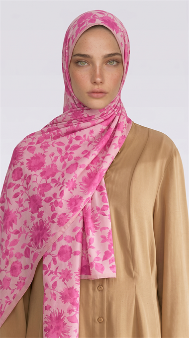 Karaca EşarpCOTTON ŞAL FLORA DESENLİ COTTON ŞAL - PEMBE