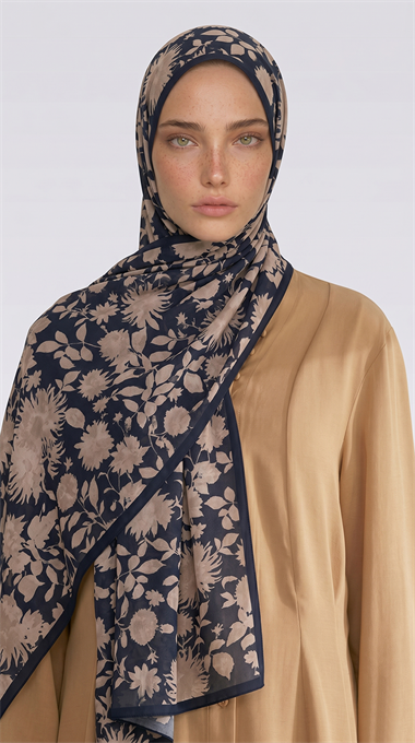 FLORA DESENLİ COTTON ŞAL - SİYAH / KREM 