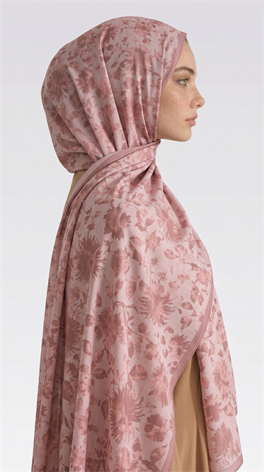 FLORA DESENLİ COTTON ŞAL - TOZ PEMBE 