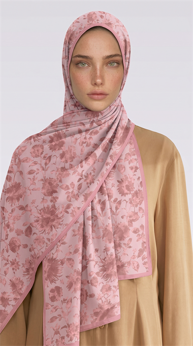 FLORA DESENLİ COTTON ŞAL - TOZ PEMBE 