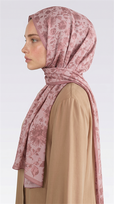 FLORA DESENLİ COTTON ŞAL - TOZ PEMBE 