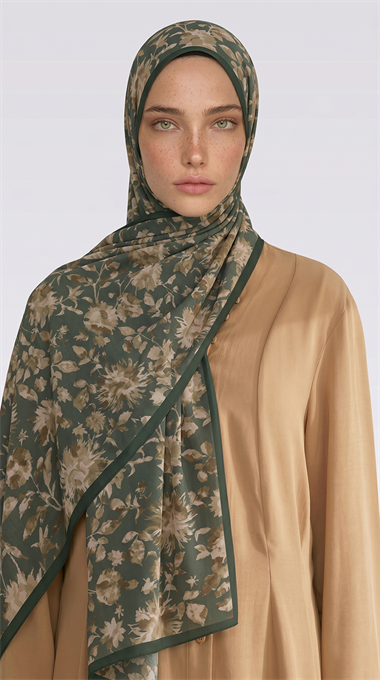 FLORA DESENLİ COTTON ŞAL - YEŞİL