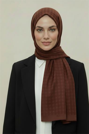 VERA DESENLİ MODAL ŞAL - KAHVERENGİ 