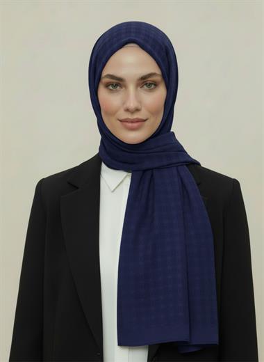 VERA DESENLİ MODAL  ŞAL  - LACİVERT 