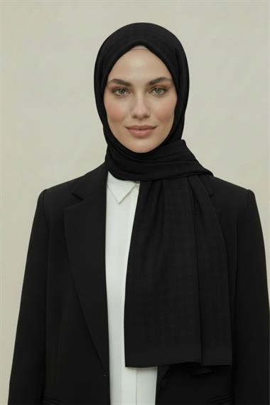 VERA DESENLİ MODAL ŞAL  - SİYAH 