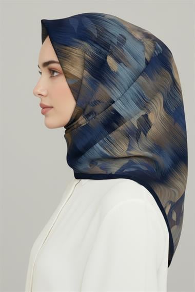 KARACA DESENLLİ RAYON EŞARP - LACİVERT 