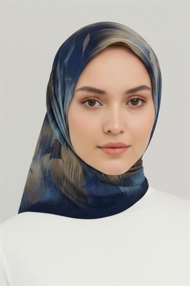 KARACA DESENLLİ RAYON EŞARP - LACİVERT 
