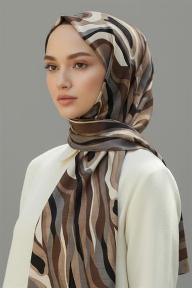 KARACA MODERN ZEBRA ŞAL -  AÇIK KAHVE 