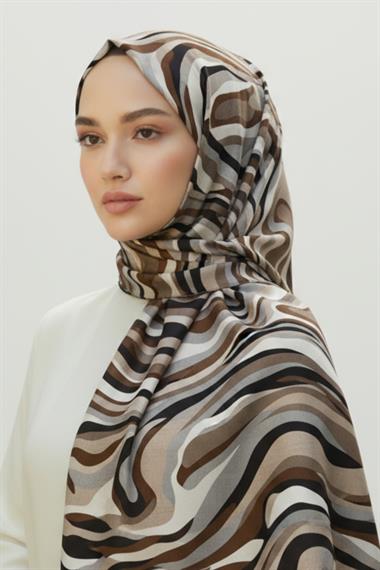 KARACA MODERN ZEBRA ŞAL -  KAHVERENGİ 