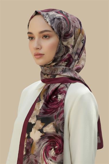 KARACA SARMAL DESEN VİSCON PAMUK ŞAL -  MOR 