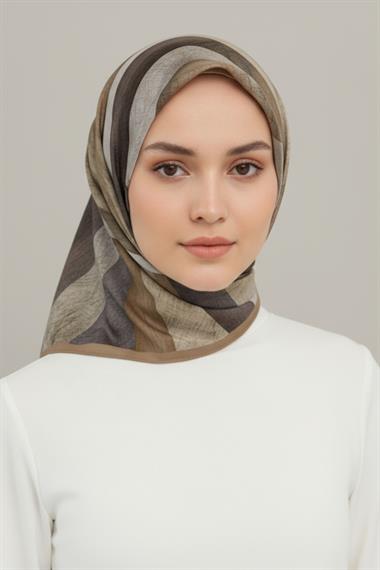 KARACA SOYUT DESEN RAYON EŞARP -  AÇIK KAHVE 